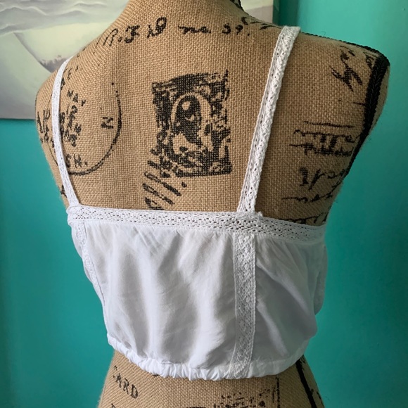 White Peasant Crop Top Blouse Vintage Inspired - Picture 5 of 5